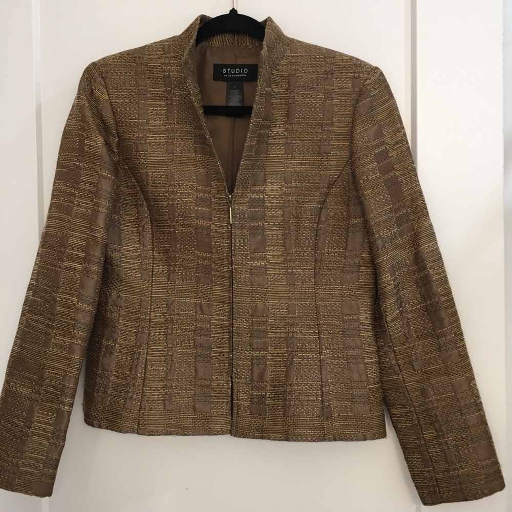 Liz Claiborne Brown and Tan Blazer with Tweed Texture